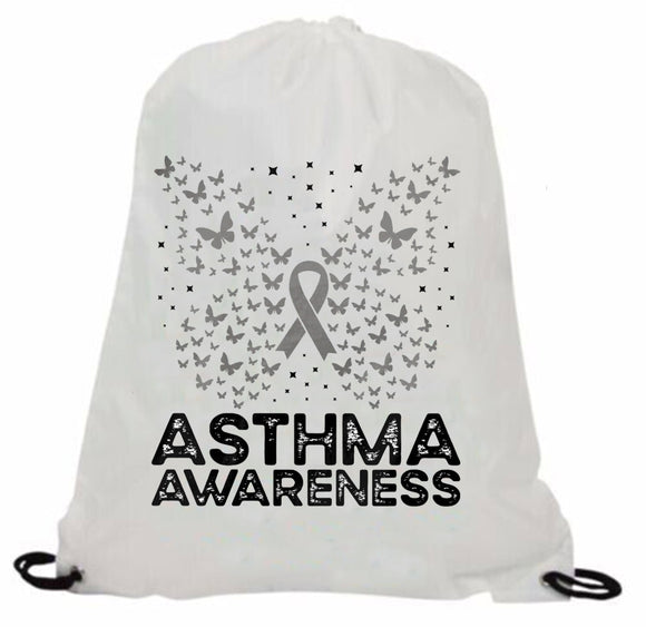 Asthma Buttefly medication personalised polyester Drawstring gym/PE/swim bag /backpack/Medication Bag