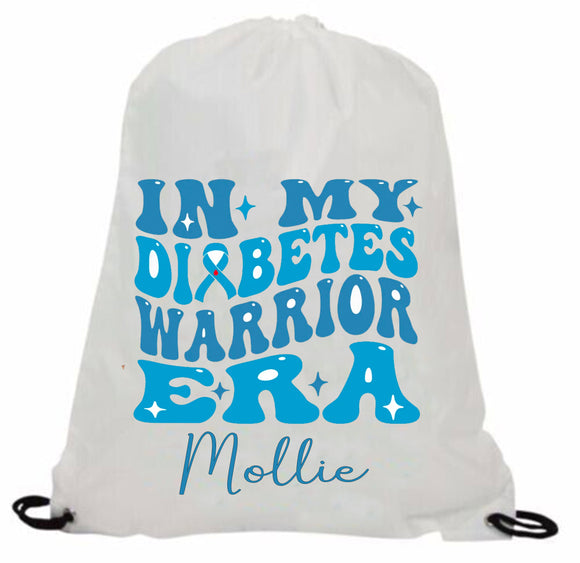 Diabetes Era personalised polyester Drawstring gym/PE/swim bag /backpack/Medication Bag