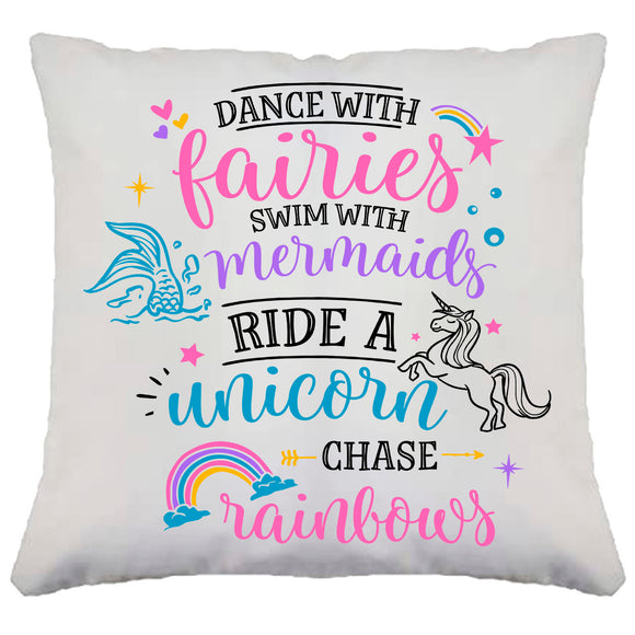 Personalised Girl Unicorn Swim With Mermaids Cushion Cover Birthday Gift Present Custom