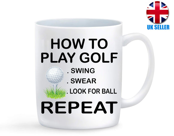 How To Play Golf Funny Novelty Golfers Gift Idea Coffee Tea Mug Secret Santa.