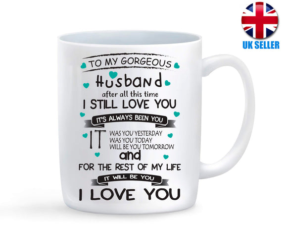 Husband I Love You Mug Hubby Novelty Lovers Couple Birthday Present Gift