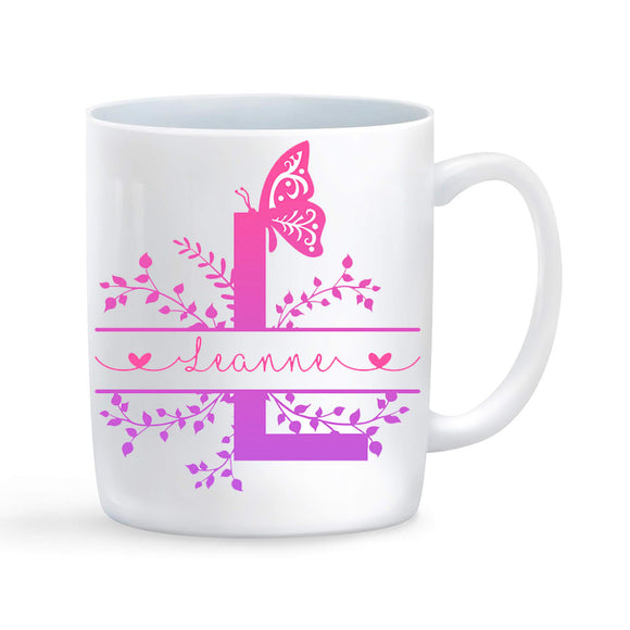 Monogram Name Initial Cup Mug Wine Personalised Secret Santa