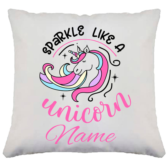 Personalised Girl Unicorn Sparkle Line A Unicorn Cushion Cover Birthday Gift Present Custom