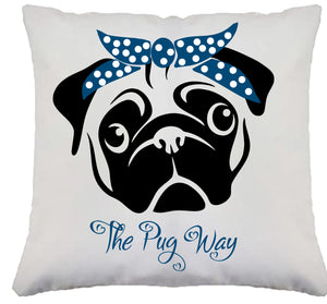 Personalised pug cushion cute Pink Bow Birthday Christmas Gift dog bedroom