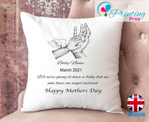 Personalised Mum Cushion Cover Flowers Mother Mum Gift Birthday Pillow Angel Baby