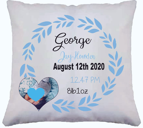 Personalised New Baby Born Cushion Pillow Cover - Baby Shower Gift