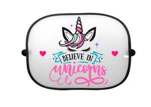 Personalised Believe In Unicorns Car Sun Shade, Girls Kids Baby Sun Shade Visor