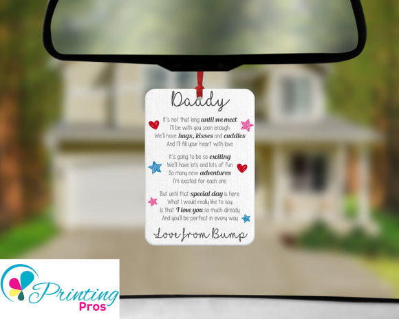 Personalised Custom Car Air Freshener - Double Sided - Daddy and Bump Inspirational Quotes