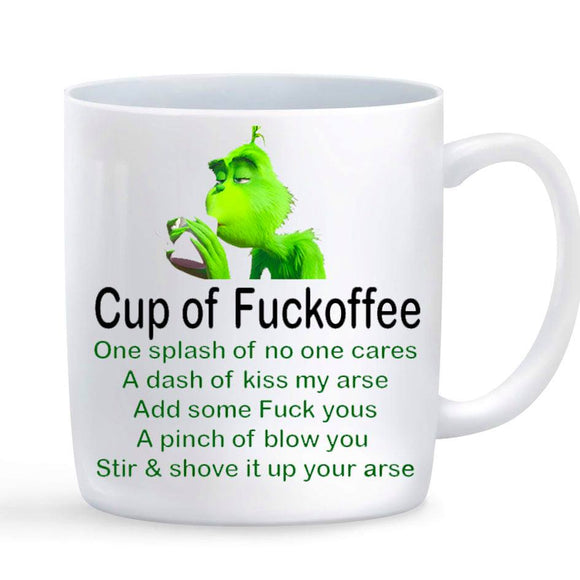 Cup of Fuckoffee Grinch Novelty Funny Christmas Coffee Mug Gift Secret Santa