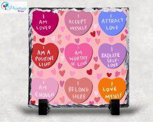 Motivational Quotes Photo Slate Inspirational I Am Loved 20x20cm