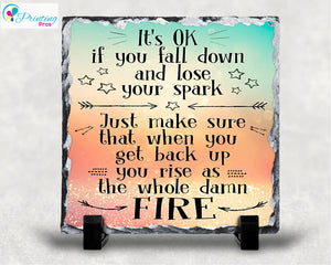 Motivational Quotes Photo Slate Inspirational Its Ok To Fall 20x20cm