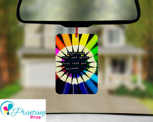 Personalised Custom Car Air Freshener - Double Sided - Make Your Own Rainbow Inspirational Quotes