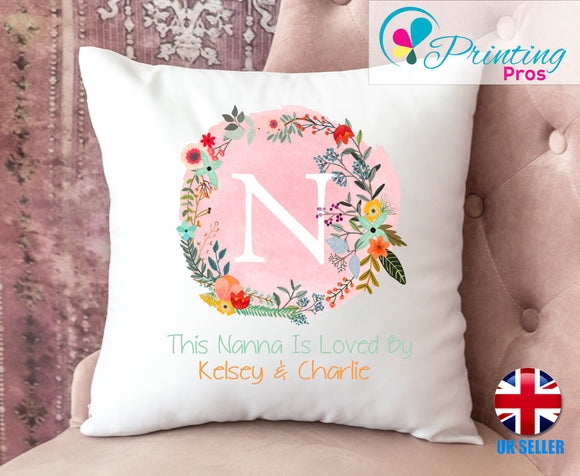 Personalised Mum Cushion Cover Flowers Mother Mum Gift Birthday Pillow Nana Cushion