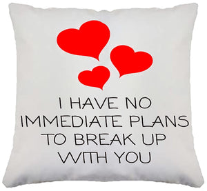 FUNNY VALENTINES CUSHION NO PLANS TO BREAK UP YET