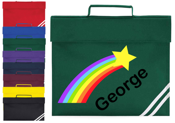 Personalised School Book Bag Rainbow Star Childrens Boys Girls Any Name PE Kit Gift