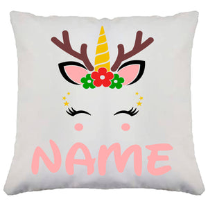 Personalised Girl Unicorn Reindeercorn Reindeer Cushion Cover Birthday Gift Present Custom