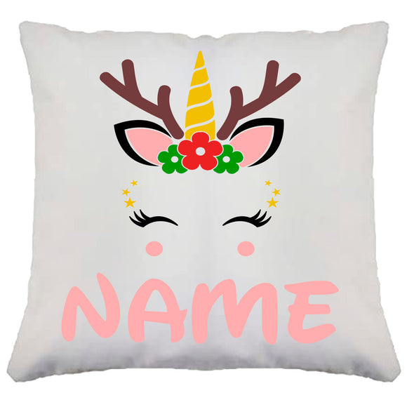 Personalised Girl Unicorn Reindeercorn Reindeer Cushion Cover Birthday Gift Present Custom