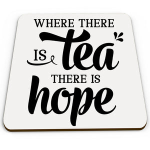 secret santa gift idea There Is Tea There Hope coaster Christmas funny present joke