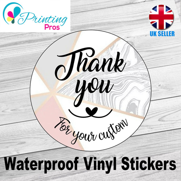 Thank You Stickers Hand Made Labels Business Wedding Purchase Round Triangle Pattern