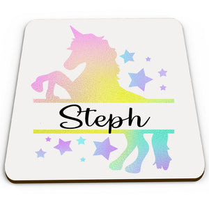 Personalised secret santa gift idea Unicorn With Name coaster Christmas funny present joke