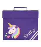 Personalised School Book Bag Unicorn Heart Childrens Boys Girls Any Name PE Kit Gift