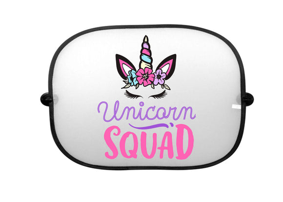 Personalised Unicorn Squad Car Sun Shade, Girls Kids Baby Sun Shade Visor