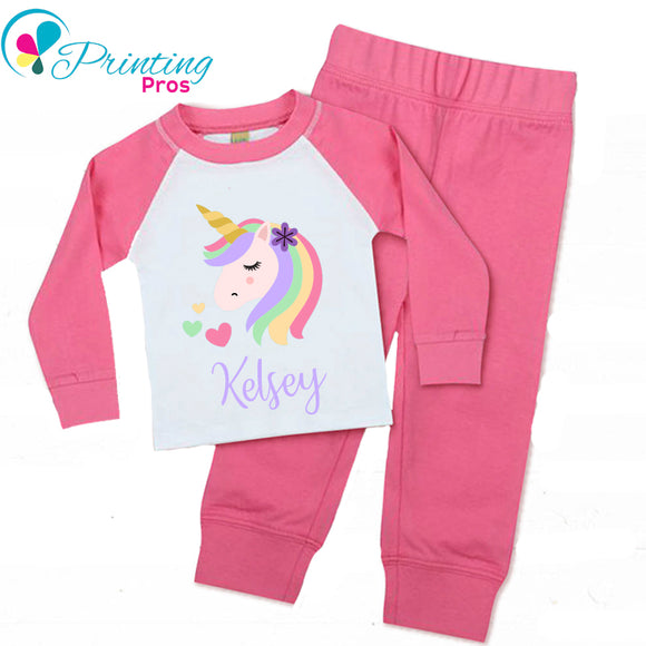 PRINCESS PERSONALISED UNICORN PYJAMAS GIRLS Pink White PJs Unicorn Name