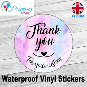 Thank You Stickers Hand Made Labels Business Wedding Purchase Round Watercolour