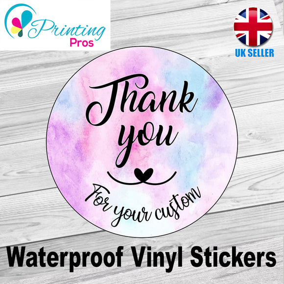 Thank You Stickers Hand Made Labels Business Wedding Purchase Round Watercolour