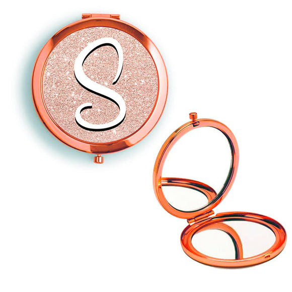 Compact Mirror Initial Colours Rose Gold / Gold